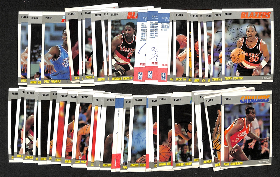 Lot of (50+) Signed 1987-88 Fleer Basketball Cards inc. (2) Terry Porter, Ricky Pierce, Charles Oakley, + (JSA Auction Letter)