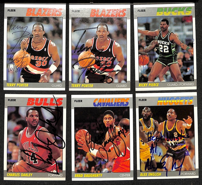 Lot of (50+) Signed 1987-88 Fleer Basketball Cards inc. (2) Terry Porter, Ricky Pierce, Charles Oakley, + (JSA Auction Letter)