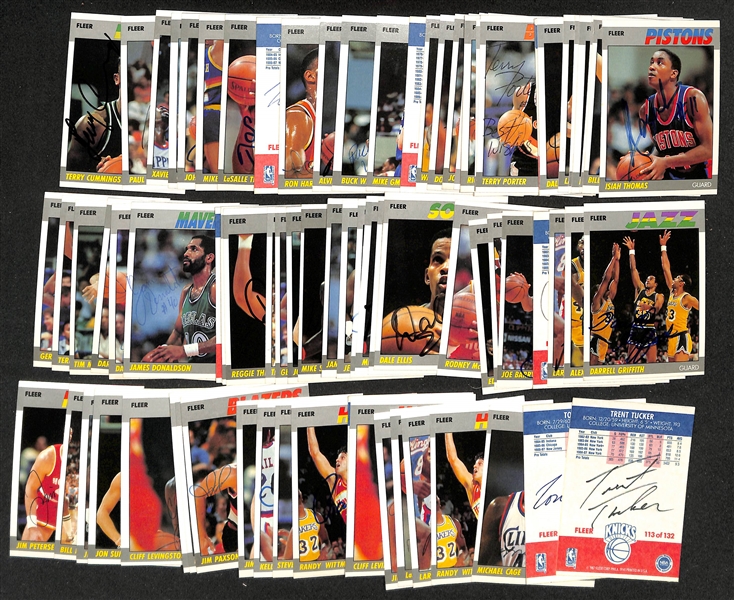 Lot of (50+) Signed 1987-88 Fleer Basketball Cards inc. Isiah Thomas, Bill Laimbeer, Brad Daugherty, + (JSA Auction Letter)