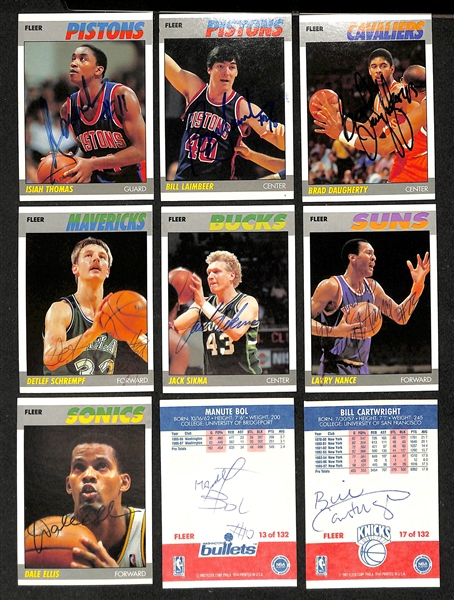 Lot of (50+) Signed 1987-88 Fleer Basketball Cards inc. Isiah Thomas, Bill Laimbeer, Brad Daugherty, + (JSA Auction Letter)