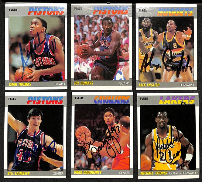 Lot of (75+) Signed 1987-88 Fleer Basketball Cards inc. Isiah Thomas, Joe Dumars, Alex English, + (JSA Auction Letter) 