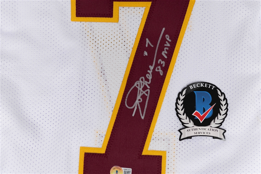 Lot of (2) Autographed Custom #7 Football Jerseys Inc. Joe Theismann & Dwayne Haskins Jr. (JSA & BAS)