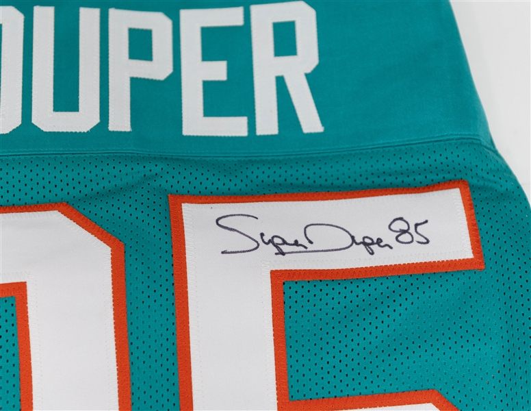 Lot of (3) Autographed Custom Miami Dolphins Football Jerseys inc. Ricky Williams, Braxton Berrios & Mark Duper (JSA)