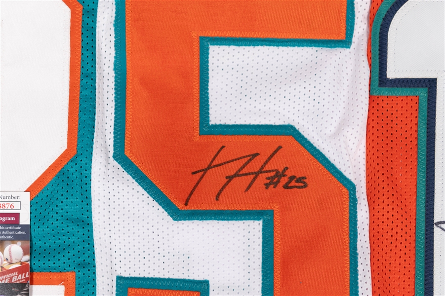 Lot of (3) Autographed Custom Miami Dolphins Football Jerseys inc. Tyreek Hill, Mark Duper & Xavien Howard (JSA & BAS)