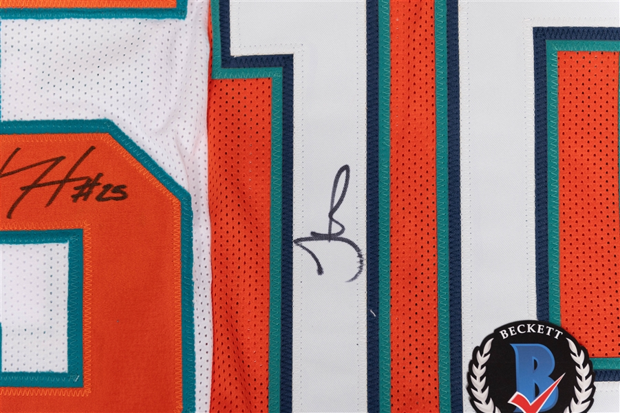 Lot of (3) Autographed Custom Miami Dolphins Football Jerseys inc. Tyreek Hill, Mark Duper & Xavien Howard (JSA & BAS)