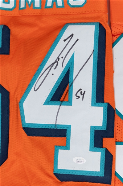 Lot of (2) Autographed Custom Miami Dolphins Football Jerseys inc. Jason Taylor & Zach Thomas (JSA) 