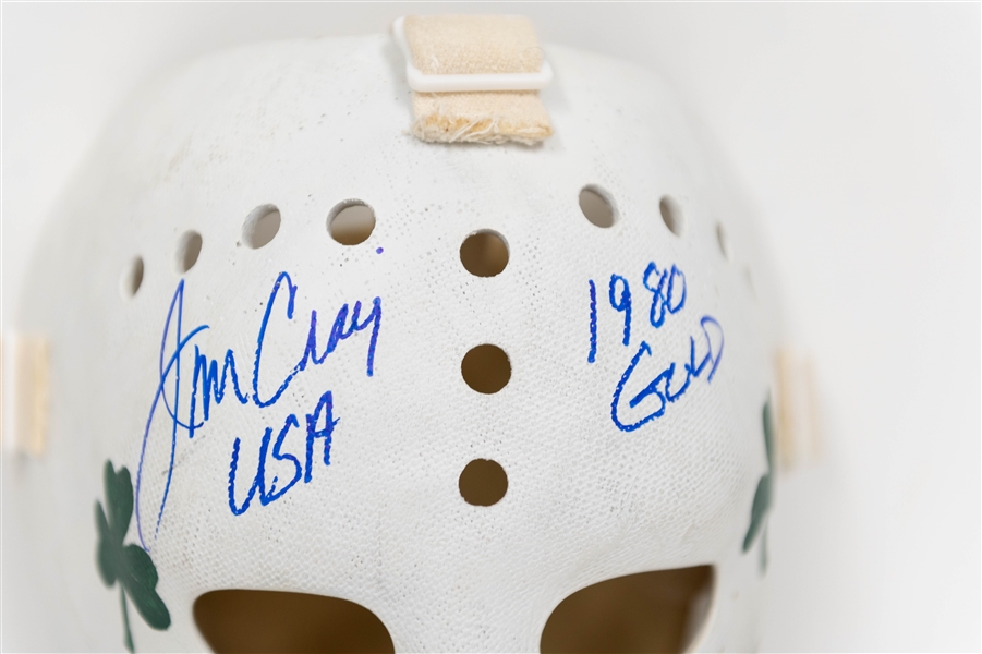 Signed USA Winter Olympics Jim Craig Replica Hockey Mask w. Jim Craig, Mike Richter, Multiple Inscriptions, + (JSA Auction Letter)