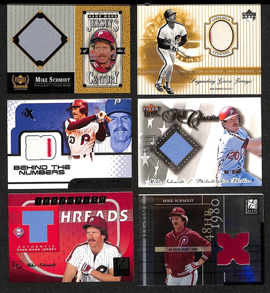 Lot of (10 ) Mike Schmidt Jersey Relic Cards w. A Game-Worn Jacket. 