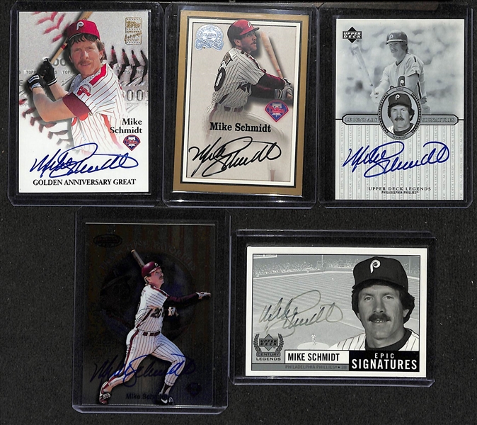 Lot of (5) Mike Schmidt Autograph Cards from Fleer, Upper Deck, Topps