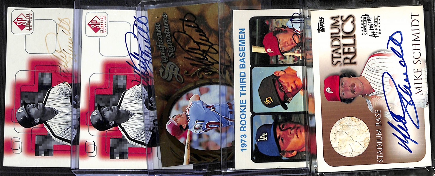 Lot of (5) Mike Schmidt Autograph Cards from Donruss, Upper Deck, Topps