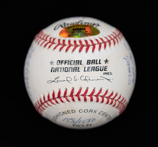 Mike Schmidt Signed Stat Ball on Official National League Baseball + (JSA Auction Letter)