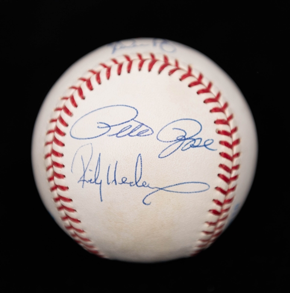 Signed Official American League Baseball w. Hank Aaron, Nolan Ryan, Rickey Henderson, Pete Rose + (JSA Auction Letter)