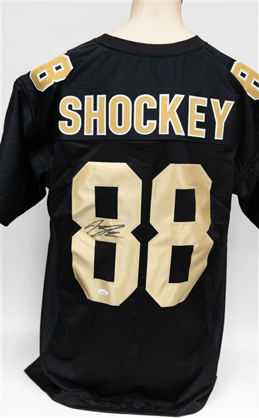 Lot of (4) Autographed Custom New Orleans Saints Football Jerseys inc. Jeremy Shockey, Tre'Quan Smith, Emmanuel Sanders & Isaiah Foskey (JSA & BAS Certs)) 