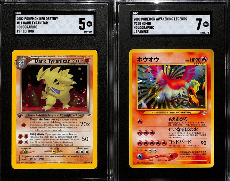 Lot of (2) SGC Graded Pokemon Cards w. 2002 Neo Destiny #11 Holo 1st Edition SGC 5