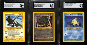 (3) Shining Holo Pokemon Cards w. (2) SGC 6 and (1) SGC 5 inc. 2002 Neo Destiny #111 Shining Raichu Holo SGC 5