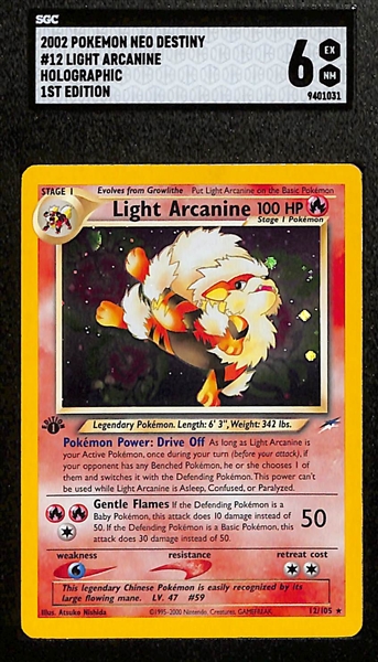 (2) 2002 1st Edition Pokemon Neo Destiny Holos inc. Light Arcanine SGC 6 & Shining Celebi SGC 5