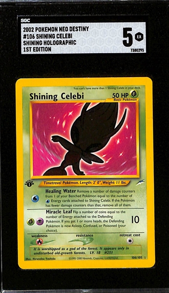 (2) 2002 1st Edition Pokemon Neo Destiny Holos inc. Light Arcanine SGC 6 & Shining Celebi SGC 5