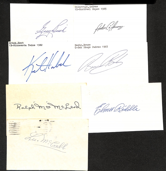 Lot of (500+) Signed Baseball Index Cards inc. Mickey Vernon, Don Sutton, Tim Raines, Spud Chandler, + (JSA Auction Letter)