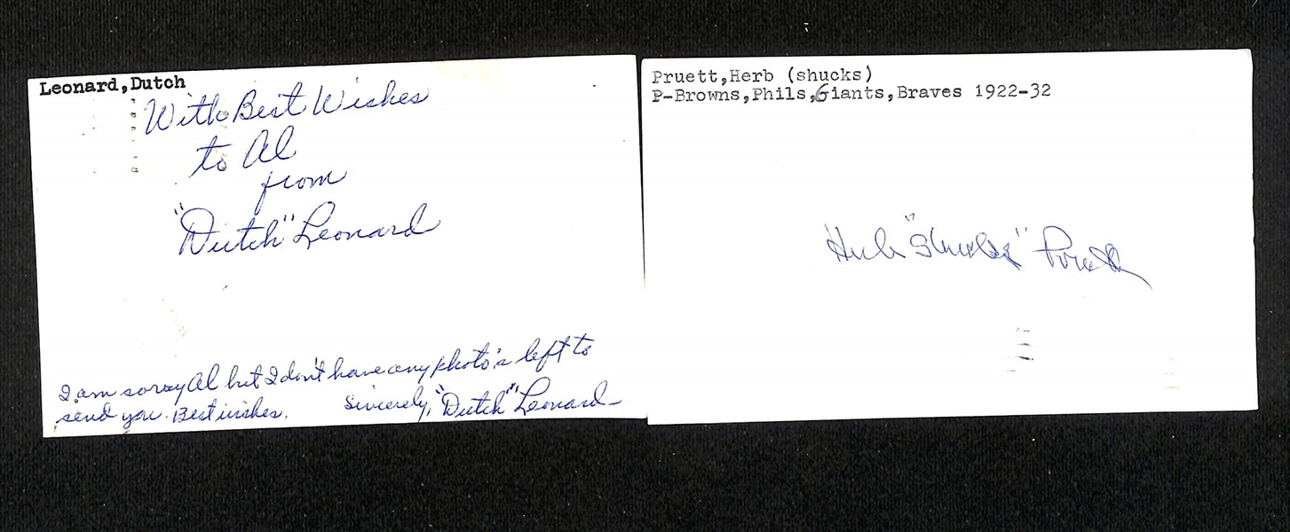 Lot of (500+) Signed Baseball Index Cards inc. Stanley Coveleski, Wade Boggs, Bill Pierce, Red Barber, Dutch Leonard, Herb Pruett,  + (JSA Auction Letter)