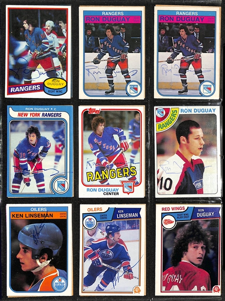 Lot of (300+) Signed Hockey Cards inc. Bob Gainey, Ron Duguay, Dave Keon, Denis Savard, Michel Goulet, Guy Carbanneau, Gerry Cheevers, Ron Francis, + (JSA Auction Letter)