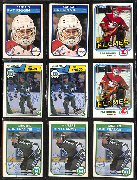 Lot of (300+) Signed Hockey Cards inc. Bob Gainey, Ron Duguay, Dave Keon, Denis Savard, Michel Goulet, Guy Carbanneau, Gerry Cheevers, Ron Francis, + (JSA Auction Letter)