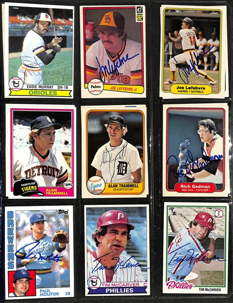 Lot of (325+) Signed Baseball Cards inc. (10) Paul Molitor, Eddie Murray, (2) Allen Trammell, Catfish Hunter, + (JSA Auction Letter)