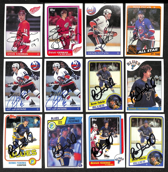 Lot of (350+) Signed Hockey Cards inc. (2) Steve Yzerman, (2) Denis Potvin, (2) Pat LaFontaine, (6) Bernie Federko, + (JSA Auction Letter)