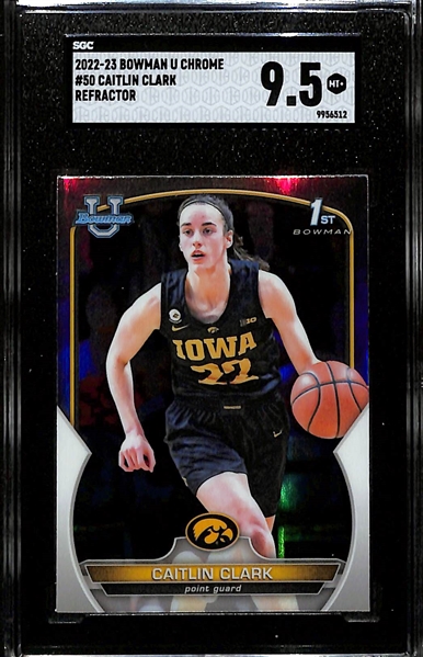 2022-23 Bowman Chrome University Caitlin Clark Rookie Refractor (1st Bowman) Graded SGC 9.5