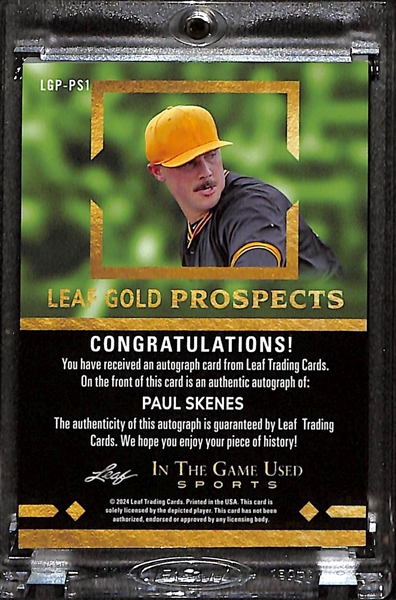 2024 Leaf In-The-Game Used Paul Skenes Autographed Rookie Card #25/25 - Pirates Superstar Rookie!