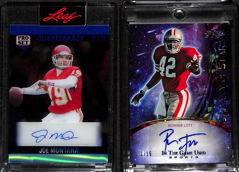 Joe Montana (#15/15) & Ronnie Lott (#3/15) Autographed Football Cards