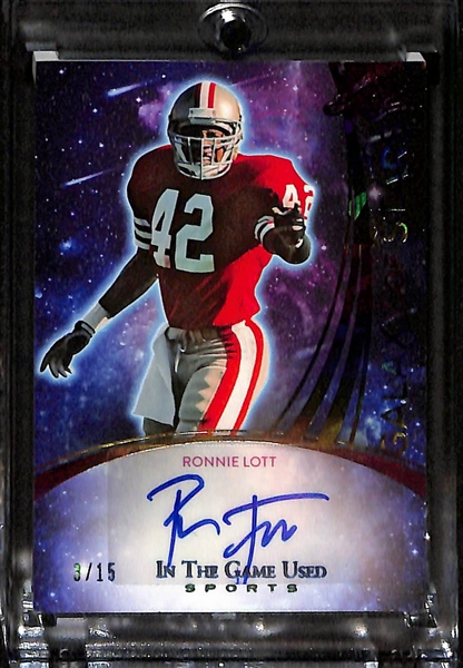 Joe Montana (#15/15) & Ronnie Lott (#3/15) Autographed Football Cards