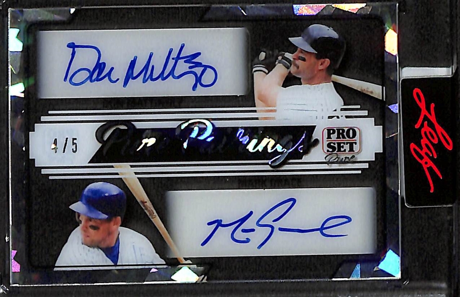 (3) 2023 Leaf Pro Set Pure Autographed Cards - Don Mattingly & Mark Grace Dual Autograph Card (#4/5), Charlie Sheen (#10/15), Lenny Wilkens (#6/50)