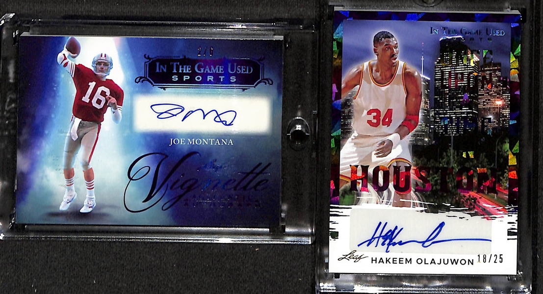 2024 Leaf in the Game Used Sports Autograph Lot - Joe Montana (#2/6) & Hakeem Olajuwon (#18/25)