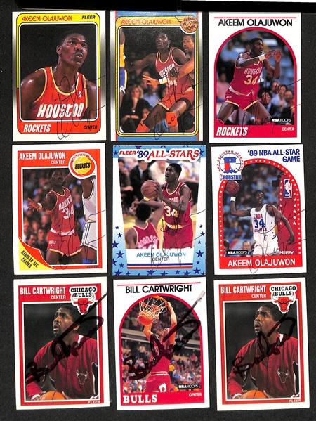 Lot of (60) Signed Basketball Cards inc. (6) Akeem Olajuwon, (4) Bill Cartwright, (5) Dave Corzine, + (JSA Auction Letter)