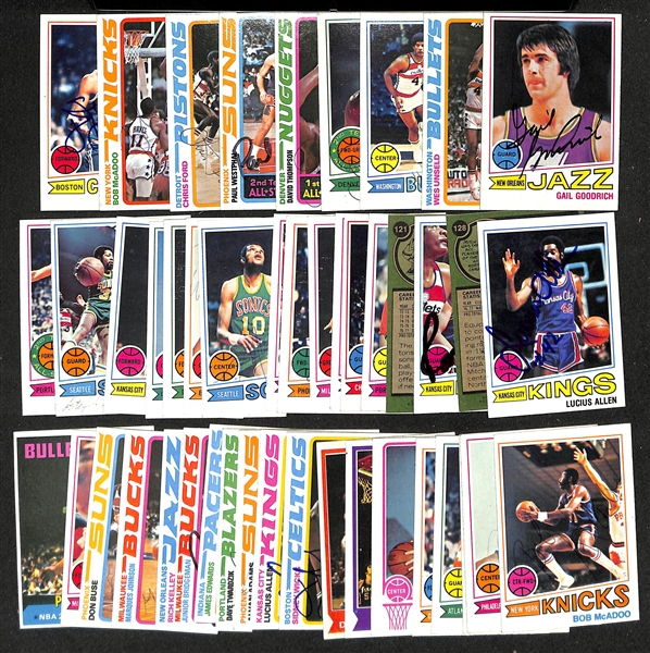 Lot of (45) Signed 1970s Topps Basketball Cards inc. Gail Goodrich, (2) Wes Unseld, (2) David Thompson, + (JSA Auction Letter)