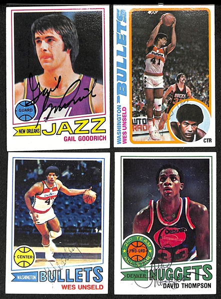 Lot of (45) Signed 1970s Topps Basketball Cards inc. Gail Goodrich, (2) Wes Unseld, (2) David Thompson, + (JSA Auction Letter)