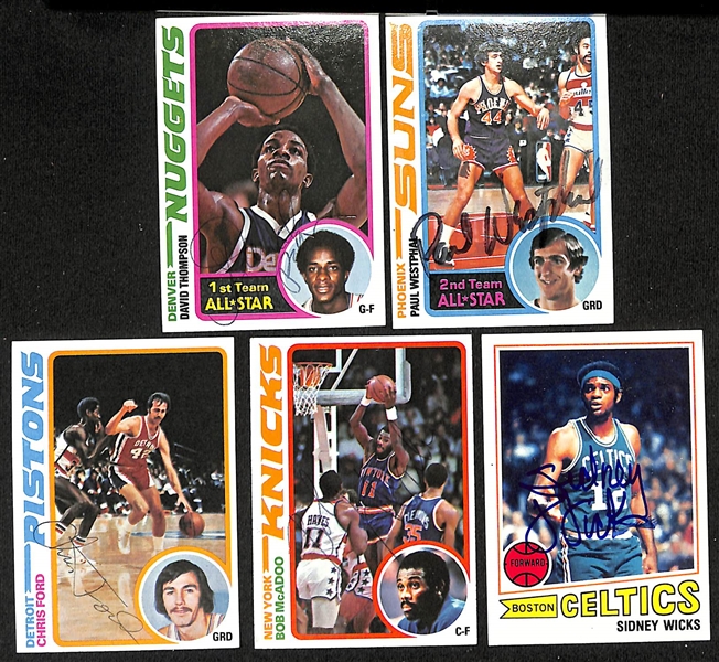 Lot of (45) Signed 1970s Topps Basketball Cards inc. Gail Goodrich, (2) Wes Unseld, (2) David Thompson, + (JSA Auction Letter)