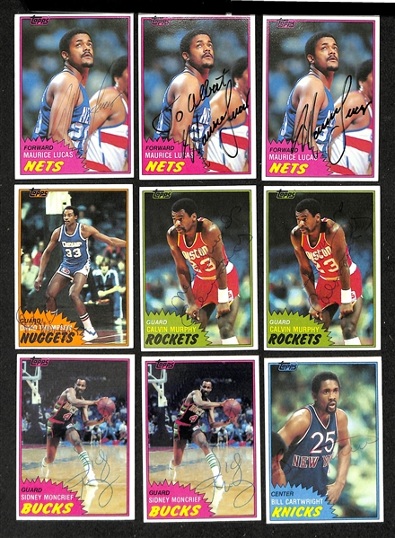 Lot of (65+) Signed 1981-82 Topps Basketball Cards inc. (3) Maurice Lucas, David Thompson, (2) Calvin Murphy, (2) Sidney Moncrief, + (JSA Auction Letter)