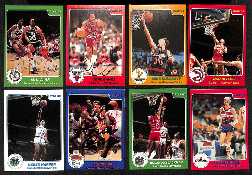 Lot of (75+) Signed 1984-85 Star Basketball Cards inc. Darryl Dawkins, Albert King, Tom Chambers, + (JSA Auction Letter)