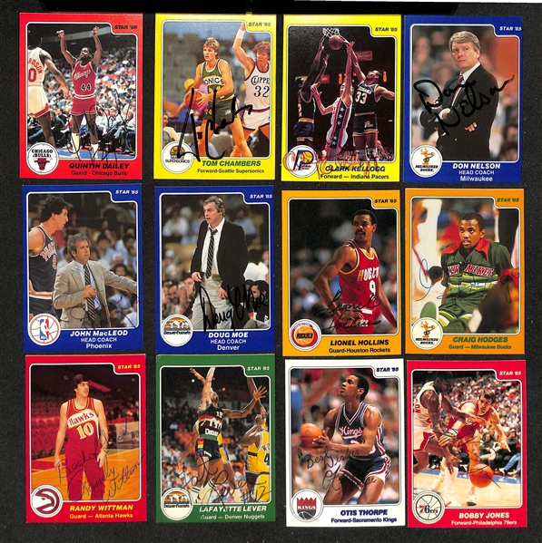 Lot of (85+) Signed 1984-85 Star Basketball Cards inc. Bill Laimbeer, Artis Gilmore, Doc Rivers, Hubie Brown, John Paxson, Robert Reid, + (JSA Auction Letter)