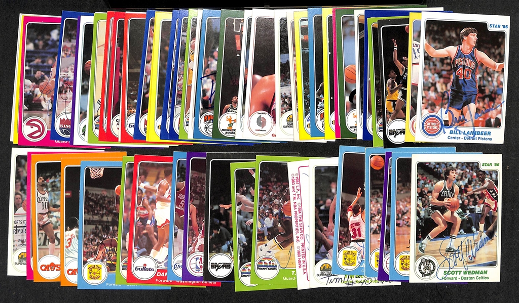 Lot of (50+) Signed 1985-86 Star Basketball Cards inc. Bill Laimbeer, Ralph Sampson, Artis Gilmore, Alex English, Otis Thorpe, + (JSA Auction Letter)