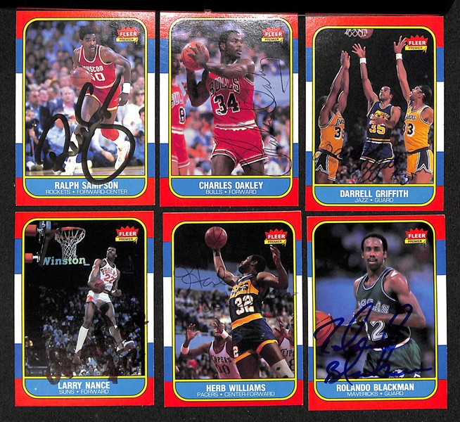 Lot of (40+) Signed 1986-87 Fleer Basketball Cards inc. Ralph Sampson, Charles Oakley, Darrell Griffith, Larry Nance, Herb Williams, + (JSA Auction Letter)