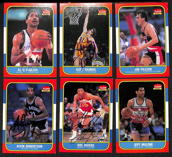 Lot of (40+) Signed 1986-87 Fleer Basketball Cards inc. Ralph Sampson, Charles Oakley, Darrell Griffith, Larry Nance, Herb Williams, + (JSA Auction Letter)