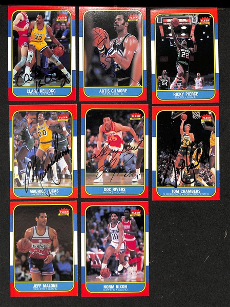 Lot of (40+) Signed 1986-87 Fleer Basketball Cards inc. Bill Laimbeer, Andrew Toney, Albert King, Charles Oakley, Sidney Moncrief, Alex English, + (JSA Auction Letter)