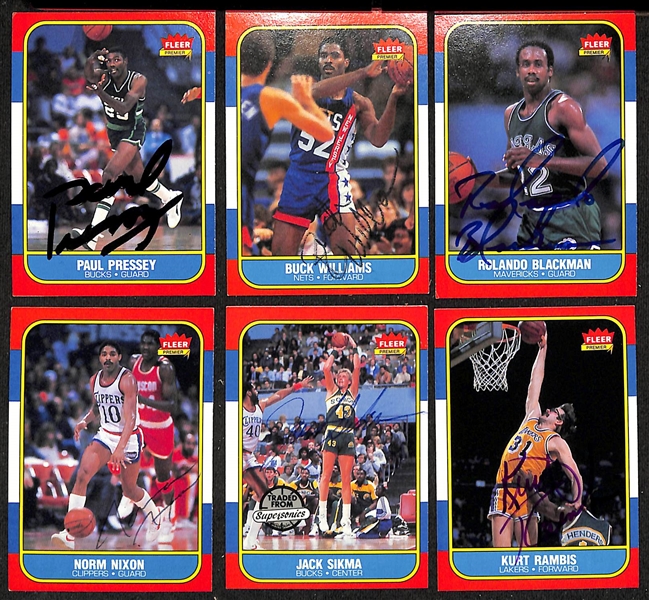 Lot of (40+) Signed 1986-87 Fleer Basketball Cards inc. Larry Nance, Isiah Thomas, Charles Oakley, + (JSA Auction Letter)