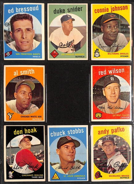 Lot of Approx (200) Different 1959 Topps Baseball Cards w. Duke Snider & Mickey Mantle