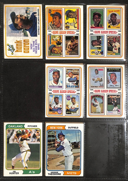 Lot of (200+) 1974 Topps Baseball Cards w. Hank Aaron & Dave Winfield Rookie Card