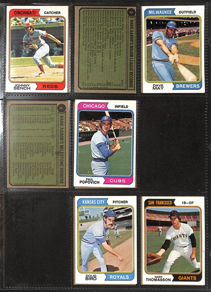 Lot of (200+) 1974 Topps Baseball Cards w. Hank Aaron & Dave Winfield Rookie Card