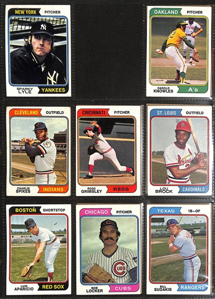 Lot of (200+) 1974 Topps Baseball Cards w. Hank Aaron & Dave Winfield Rookie Card