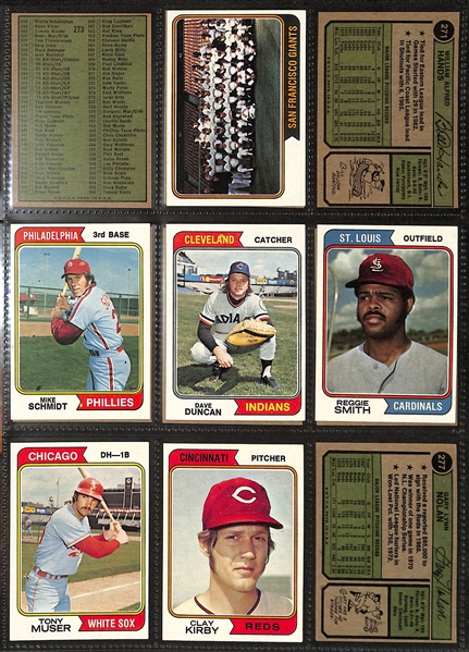 Lot of (200+) 1974 Topps Baseball Cards w. Hank Aaron & Dave Winfield Rookie Card